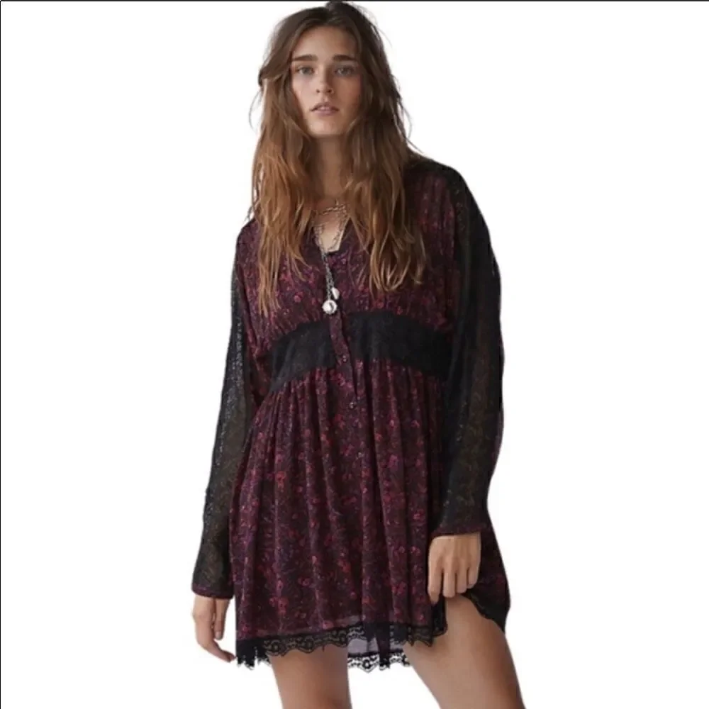 Free People Sheer Romance Mini Dress